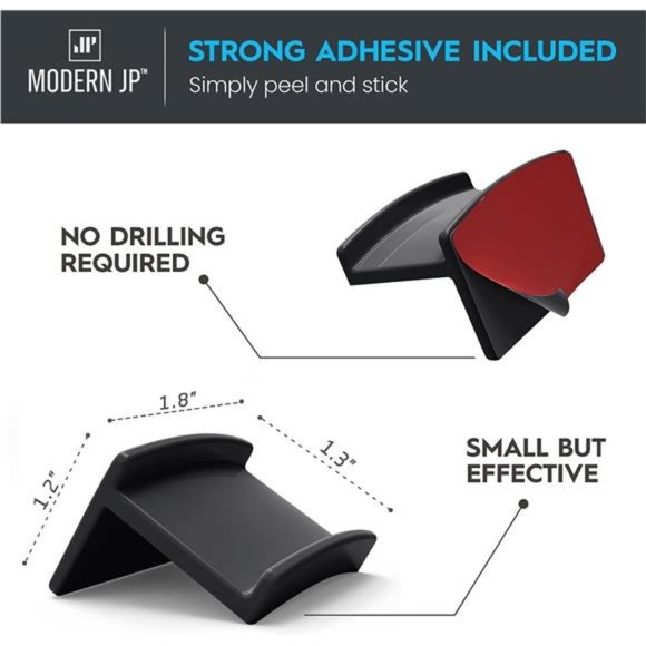 Adhesive Hat Hooks for Wall (8-Pack) - Minimalist Hat Rack Design, No Drilling - Picture 4 of 6